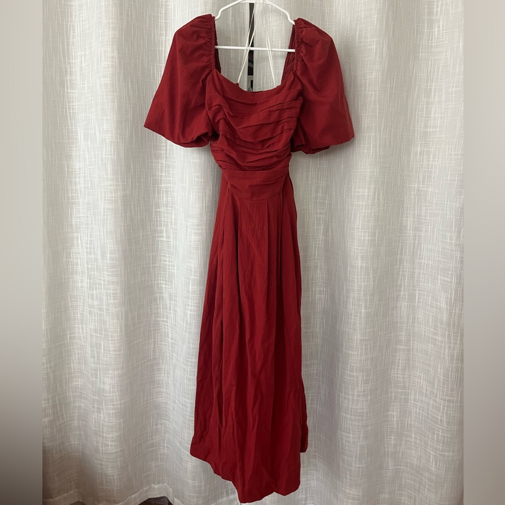 böhme anthropologie rust red maxi dress